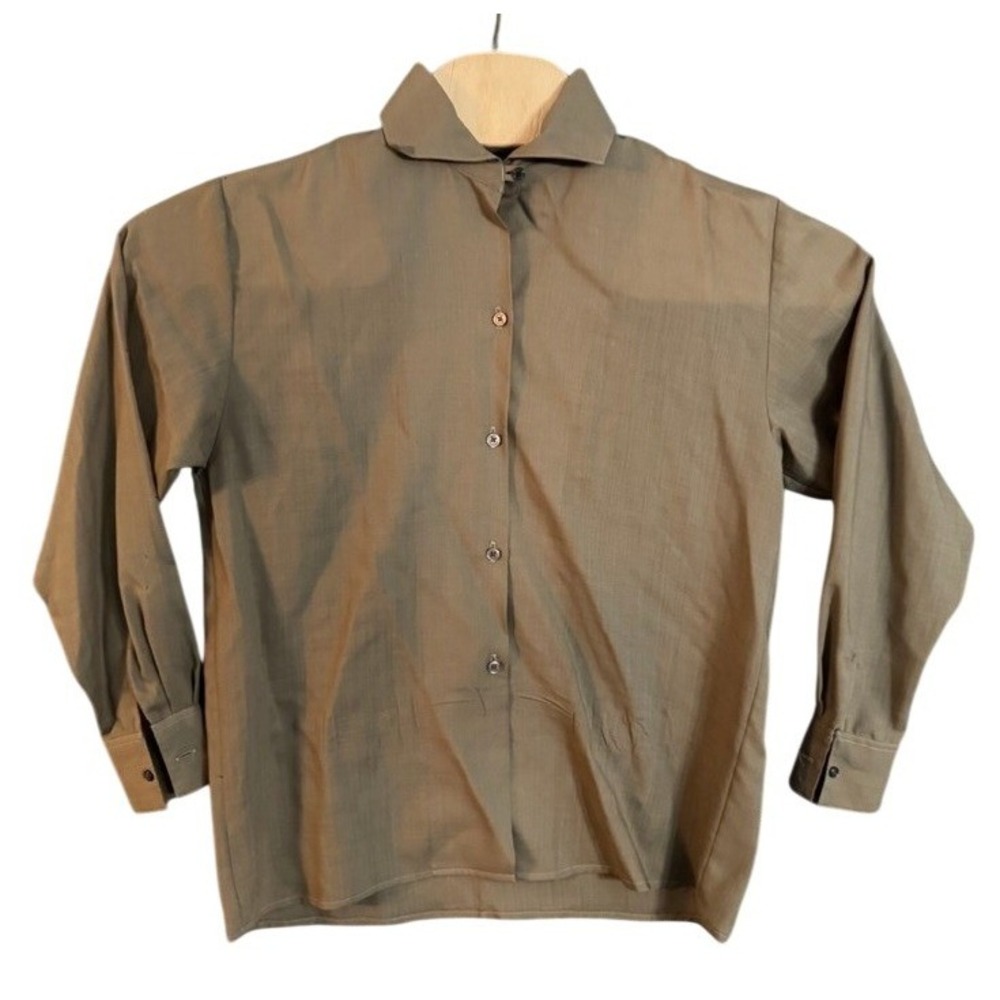 Vintage Graham & Gunn Wool Olive Button Down Shirt Long Sleeve Workwear USA 6